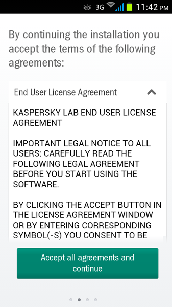 مرحله دوم نصب و راه اندازی آنتی ویروس Kaspersky Internet Security for Android