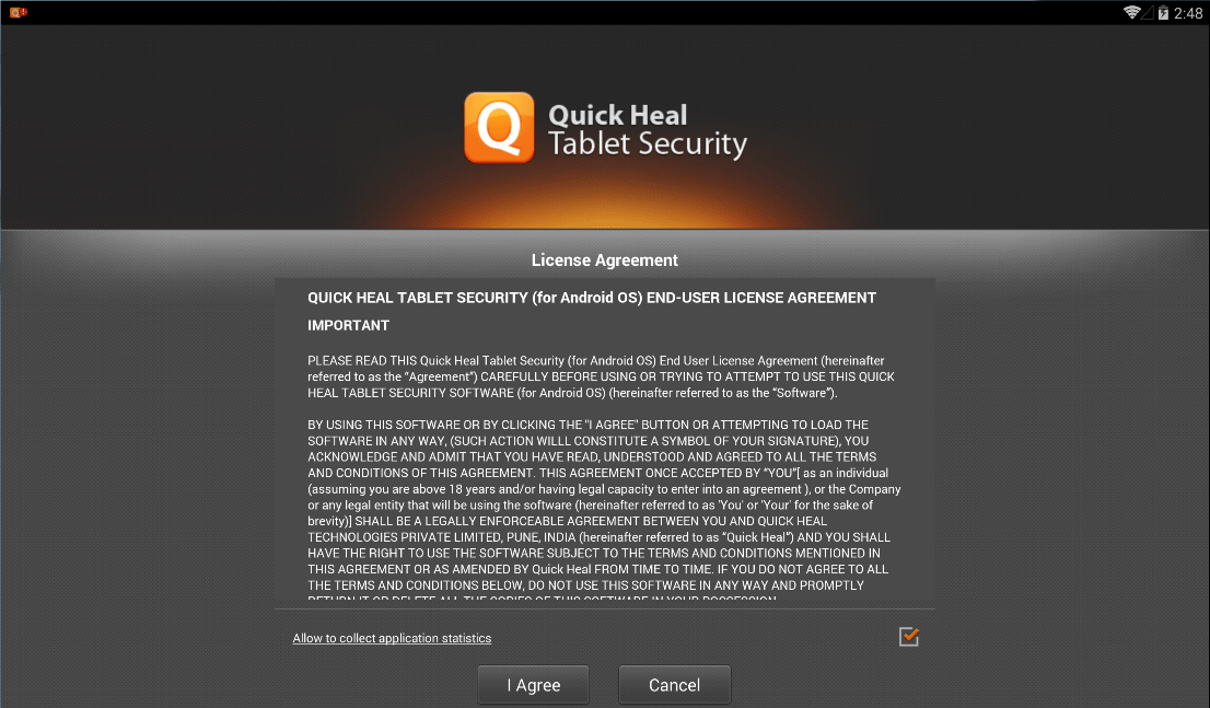 مرحله سوم نصب و راه اندازی آنتی ویروس Quick Heal Tablet Security