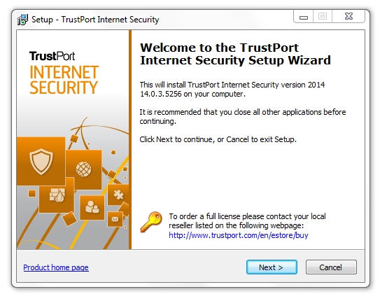 مرحله اول نصب و راه اندازی آنتی ویروس Trustport Internet Security