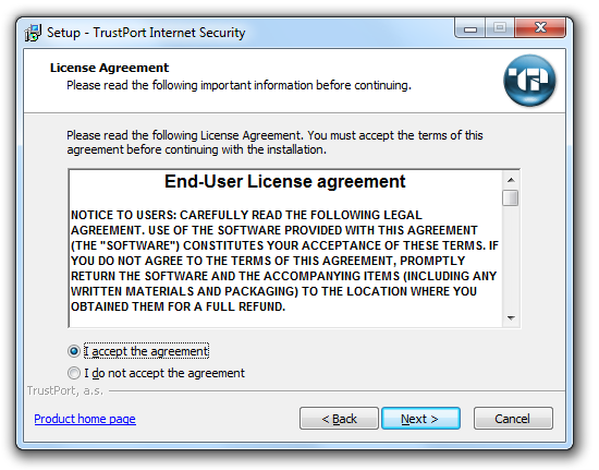 مرحله دوم نصب و راه اندازی آنتی ویروس Trustport Internet Security